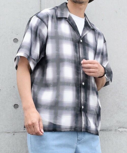 SHIPS / シップス シャツ・ブラウス | SHIPS any: メッシュ オンブレチェック / ウェーブ パターン オープンカラー シアー シャツ◇ | 詳細5