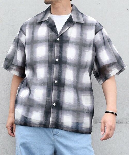 SHIPS / シップス シャツ・ブラウス | SHIPS any: メッシュ オンブレチェック / ウェーブ パターン オープンカラー シアー シャツ◇ | 詳細6