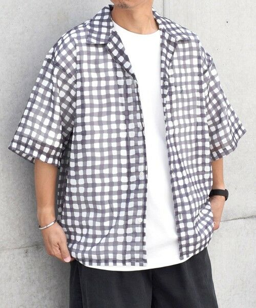 SHIPS / シップス シャツ・ブラウス | SHIPS any: メッシュ オンブレチェック / ウェーブ パターン オープンカラー シアー シャツ◇ | 詳細18