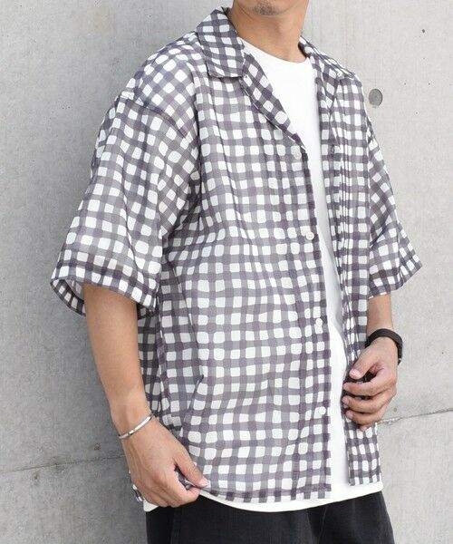 SHIPS / シップス シャツ・ブラウス | SHIPS any: メッシュ オンブレチェック / ウェーブ パターン オープンカラー シアー シャツ◇ | 詳細19