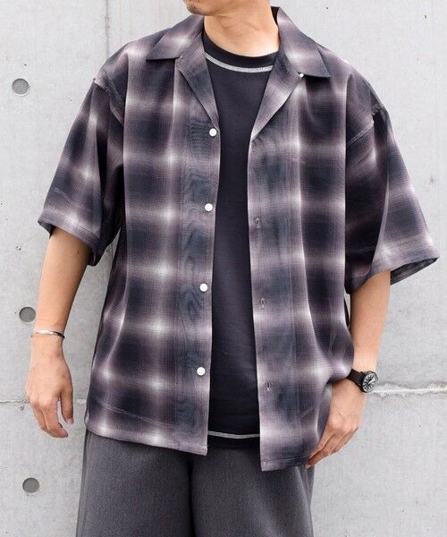 SHIPS / シップス シャツ・ブラウス | SHIPS any: メッシュ オンブレチェック / ウェーブ パターン オープンカラー シアー シャツ◇ | 詳細25