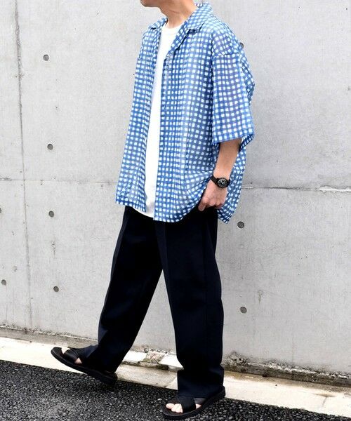 SHIPS / シップス シャツ・ブラウス | SHIPS any: メッシュ オンブレチェック / ウェーブ パターン オープンカラー シアー シャツ◇ | 詳細30