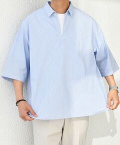 SHIPS / シップス シャツ・ブラウス | SHIPS any: ストライプ スモールウェイブ スキッパー プルオーバーシャツ◇