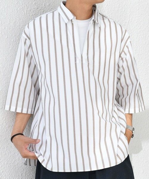 SHIPS / シップス シャツ・ブラウス | SHIPS any: ストライプ スモールウェイブ スキッパー プルオーバーシャツ◇ | 詳細3