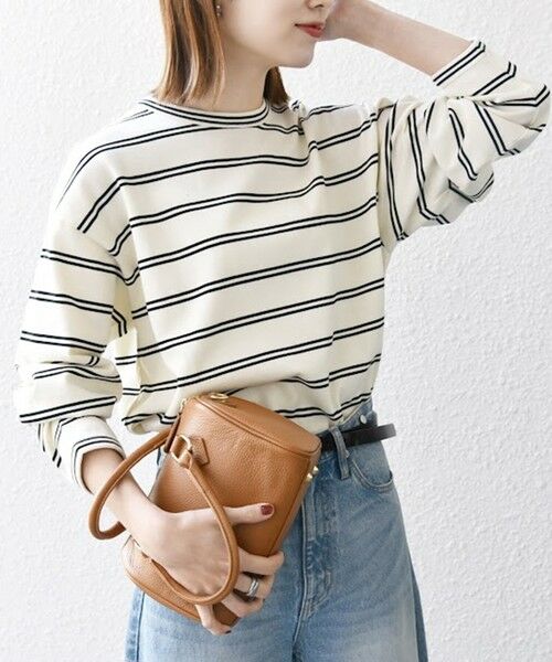 SHIPS / シップス Tシャツ | 【SHIPS any別注】sports wear: レトロ カラー ボーダー Tシャツ (ロンT)◇(ホワイト)