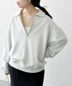 SHIPS / シップス スウェット | SHIPS any: ワンポイント 刺繍 ロゴ ハーフジップ ポロ スウェット (ユニセックス)◇