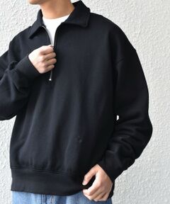 SHIPS / シップス スウェット | SHIPS any: ワンポイント 刺繍 ロゴ ハーフジップ ポロ スウェット (ユニセックス)◇