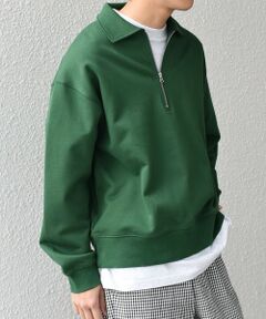 SHIPS / シップス スウェット | SHIPS any: ワンポイント 刺繍 ロゴ ハーフジップ ポロ スウェット (ユニセックス)◇