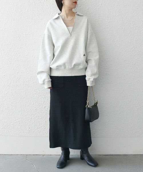 SHIPS / シップス スウェット | SHIPS any: ワンポイント 刺繍 ロゴ ハーフジップ ポロ スウェット (ユニセックス)◇ | 詳細1