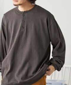 SHIPS / シップス Tシャツ | SHIPS any: COTTON USA ガーメントダイ ヘビーウェイト ヘンリーネック Tシャツ (ロンT)◇