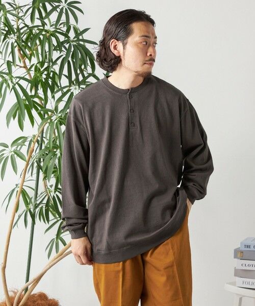 SHIPS / シップス Tシャツ | SHIPS any: COTTON USA ガーメントダイ ヘビーウェイト ヘンリーネック Tシャツ (ロンT)◇ | 詳細16