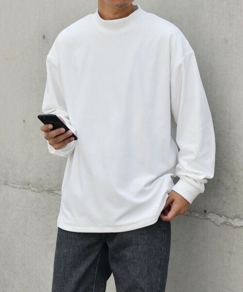 SHIPS / シップス カットソー | 【WEB限定】SHIPS any: ブラッシュド スムース モックネック Tシャツ(ロンT)◇(ホワイト)