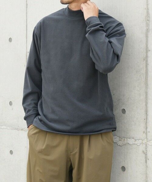 SHIPS / シップス カットソー | 【WEB限定】SHIPS any: ブラッシュド スムース モックネック Tシャツ(ロンT)◇(ダークグレー)