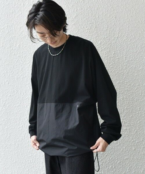 SHIPS / シップス Tシャツ | SHIPS any: カラーミックスコード トーン オン トーン デザイン Tシャツ【a-nylon】◇(ブラック)