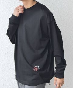 SHIPS / シップス Tシャツ | SHIPS any: オーガニック コットン ワンポイント ロゴ プリント×刺繍 スピンドル Tシャツ(ロンT)◇