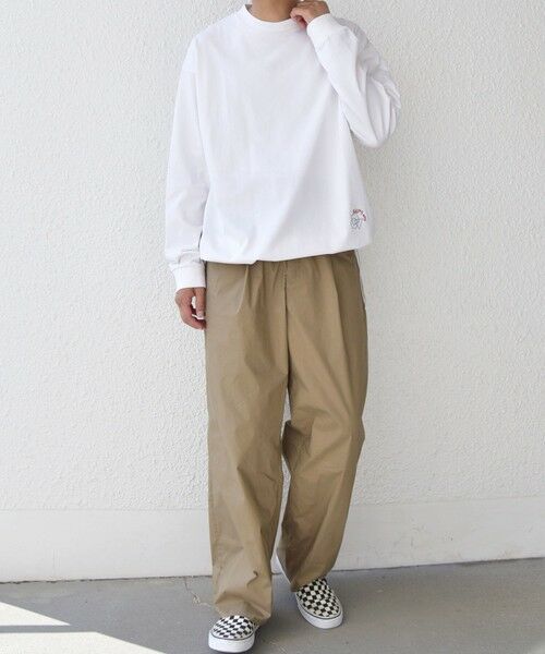 SHIPS / シップス Tシャツ | SHIPS any: オーガニック コットン ワンポイント ロゴ プリント×刺繍 スピンドル Tシャツ(ロンT)◇ | 詳細1