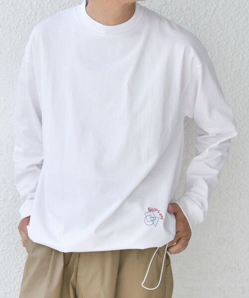 SHIPS / シップス Tシャツ | SHIPS any: オーガニック コットン ワンポイント ロゴ プリント×刺繍 スピンドル Tシャツ(ロンT)◇ | 詳細3