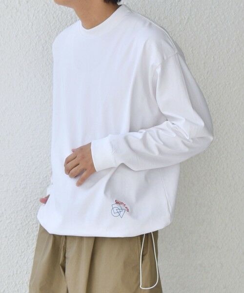 SHIPS / シップス Tシャツ | SHIPS any: オーガニック コットン ワンポイント ロゴ プリント×刺繍 スピンドル Tシャツ(ロンT)◇ | 詳細4