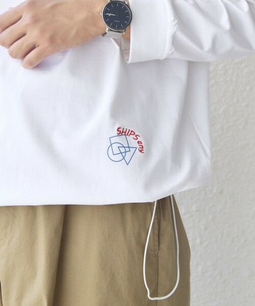 SHIPS / シップス Tシャツ | SHIPS any: オーガニック コットン ワンポイント ロゴ プリント×刺繍 スピンドル Tシャツ(ロンT)◇ | 詳細6