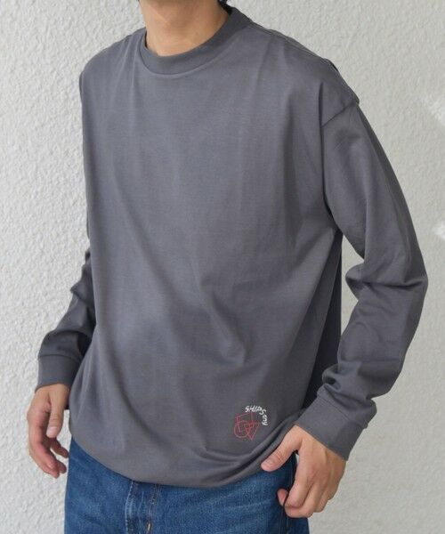 SHIPS / シップス Tシャツ | SHIPS any: オーガニック コットン ワンポイント ロゴ プリント×刺繍 スピンドル Tシャツ(ロンT)◇ | 詳細12