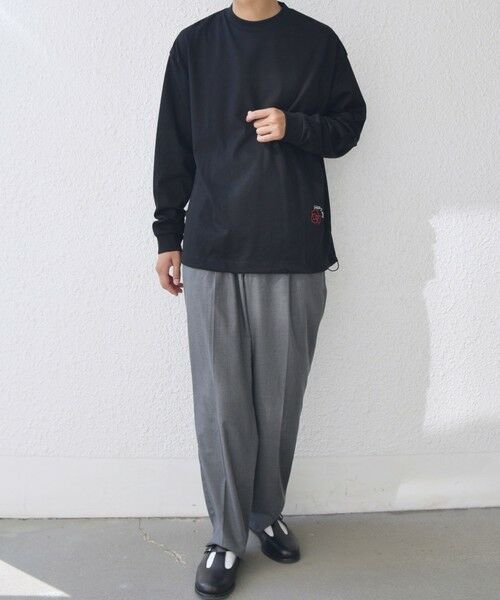 SHIPS / シップス Tシャツ | SHIPS any: オーガニック コットン ワンポイント ロゴ プリント×刺繍 スピンドル Tシャツ(ロンT)◇ | 詳細23