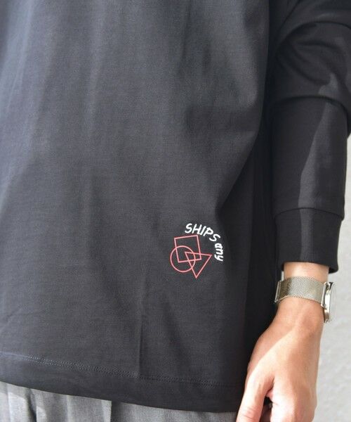 SHIPS / シップス Tシャツ | SHIPS any: オーガニック コットン ワンポイント ロゴ プリント×刺繍 スピンドル Tシャツ(ロンT)◇ | 詳細27