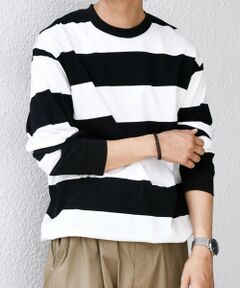 SHIPS / シップス Tシャツ | SHIPS any: ワイド カラー ボーダー スピンドル Tシャツ (ロンT)◇