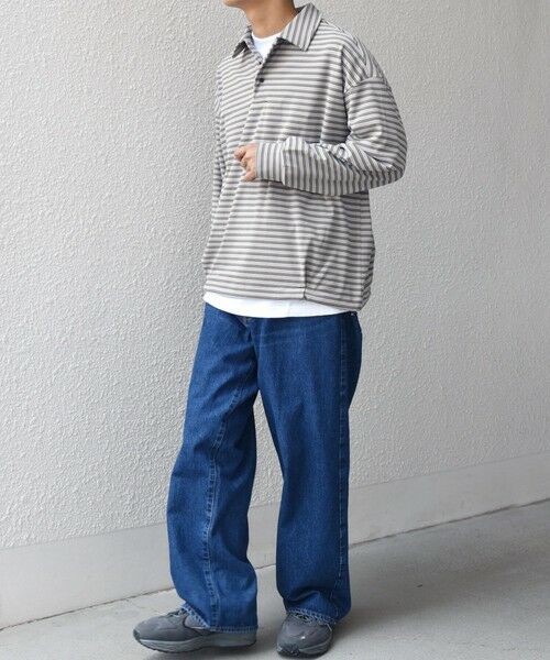 SHIPS / シップス ポロシャツ | SHIPS any: ブラッシュド マルチボーダー ヘムタック スピンドル ポロシャツ◇ | 詳細1