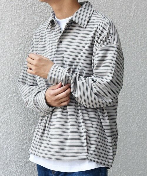 SHIPS / シップス ポロシャツ | SHIPS any: ブラッシュド マルチボーダー ヘムタック スピンドル ポロシャツ◇ | 詳細3