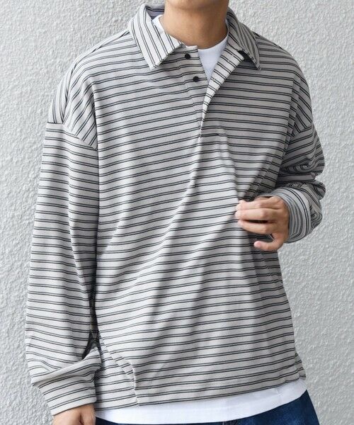 SHIPS / シップス ポロシャツ | SHIPS any: ブラッシュド マルチボーダー ヘムタック スピンドル ポロシャツ◇ | 詳細5