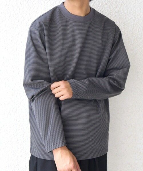 SHIPS / シップス Tシャツ | SHIPS any: デザインリブ ハイゲージ ポンチ マイクロ ボーダー Tシャツ (ロンT)◆ | 詳細3