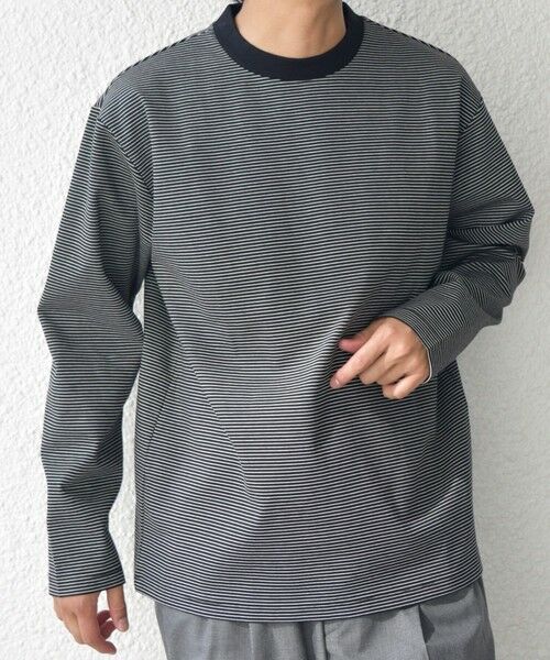 SHIPS / シップス Tシャツ | SHIPS any: デザインリブ ハイゲージ ポンチ マイクロ ボーダー Tシャツ (ロンT)◆ | 詳細15