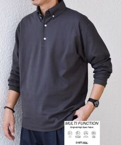 SHIPS any:〈抗菌防臭/遮熱/UVカット機能等〉 鹿の子 ロングスリーブ ポロシャツ◆