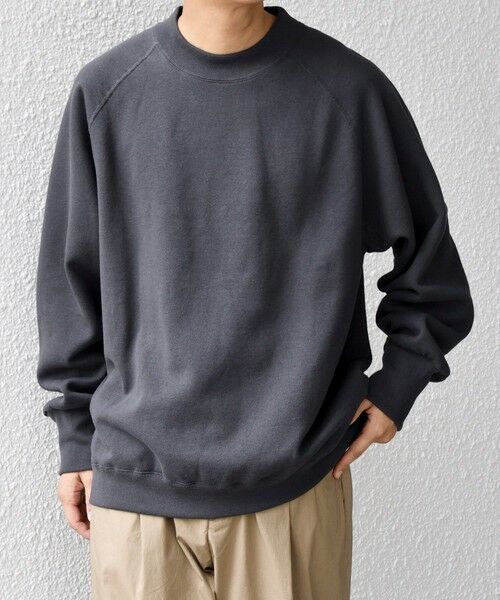 SHIPS / シップス スウェット | SHIPS any: ヴィンテージライク 裏起毛 セミモックネック ラグラン スウェット◇(ダークグレー)