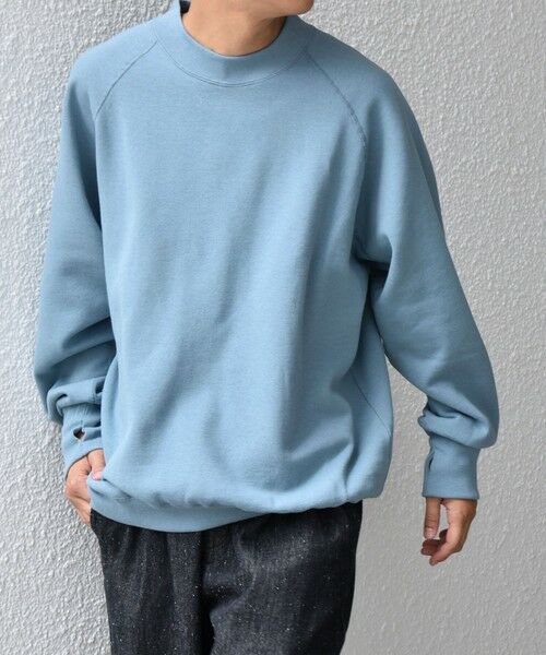 SHIPS / シップス スウェット | SHIPS any: ヴィンテージライク 裏起毛 セミモックネック ラグラン スウェット◇(ライトブルー)
