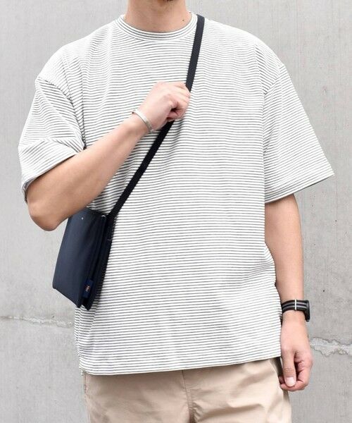 SHIPS / シップス Tシャツ | SHIPS any: マイクロボーダー ミニ裏毛 ライト スウェット ライク Tシャツ◇ | 詳細4