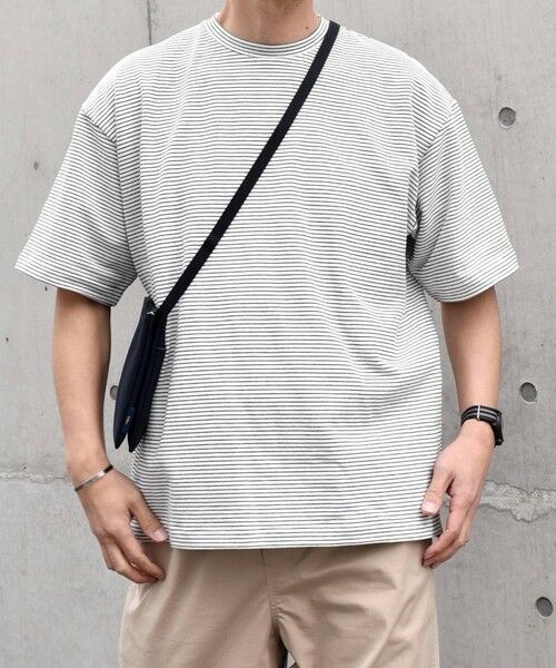 SHIPS / シップス Tシャツ | SHIPS any: マイクロボーダー ミニ裏毛 ライト スウェット ライク Tシャツ◇ | 詳細5