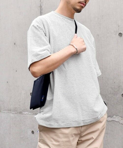 SHIPS / シップス Tシャツ | SHIPS any: マイクロボーダー ミニ裏毛 ライト スウェット ライク Tシャツ◇ | 詳細6