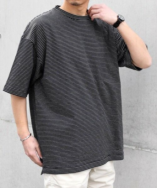 SHIPS / シップス Tシャツ | SHIPS any: マイクロボーダー ミニ裏毛 ライト スウェット ライク Tシャツ◇ | 詳細13