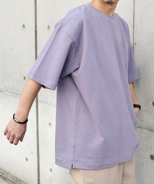 SHIPS / シップス Tシャツ | SHIPS any: マイクロボーダー ミニ裏毛 ライト スウェット ライク Tシャツ◇ | 詳細30