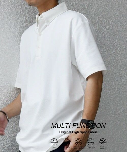 SHIPS / シップス ポロシャツ | SHIPS any:〈接触冷感/遮熱/UVカット機能等〉サマーファンクション 鹿の子 ボタンダウンポロシャツ◇(ホワイト系)