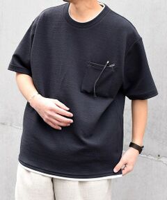 SHIPS / シップス Tシャツ | 【WEB限定】SHIPS any: ジャカード フェイクレイヤード ポケット Tシャツ◇