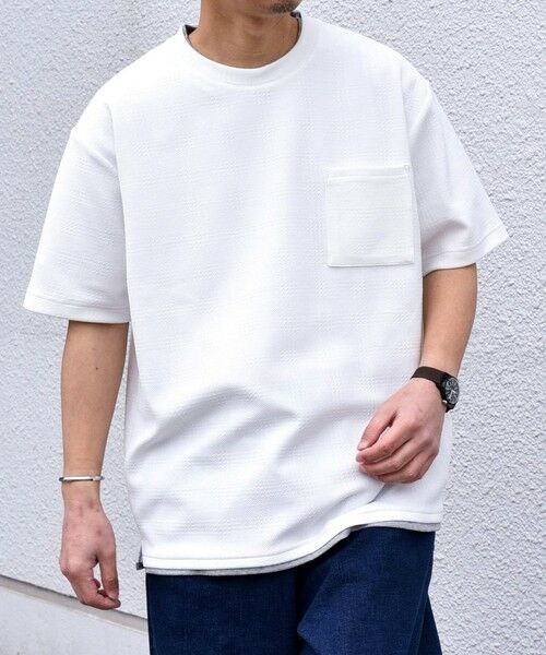 SHIPS / シップス Tシャツ | 【WEB限定】SHIPS any: ジャカード フェイクレイヤード ポケット Tシャツ◇ | 詳細15