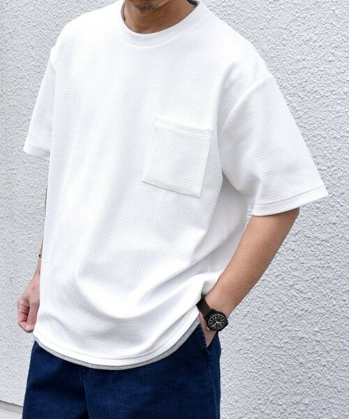 SHIPS / シップス Tシャツ | 【WEB限定】SHIPS any: ジャカード フェイクレイヤード ポケット Tシャツ◇ | 詳細16