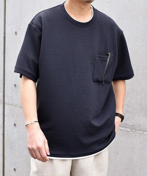 SHIPS / シップス Tシャツ | 【WEB限定】SHIPS any: ジャカード フェイクレイヤード ポケット Tシャツ◇ | 詳細27