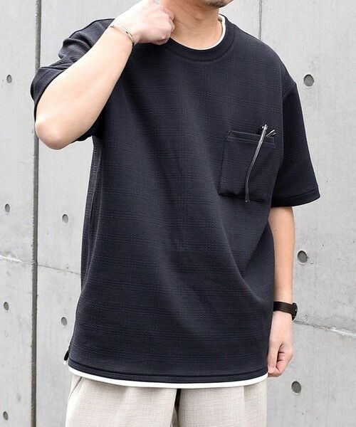 SHIPS / シップス Tシャツ | 【WEB限定】SHIPS any: ジャカード フェイクレイヤード ポケット Tシャツ◇ | 詳細29