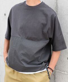 SHIPS / シップス Tシャツ | SHIPS any: コットン / ナイロン コンビ スケアスリーブ スピンドル ワイド Tシャツ◇