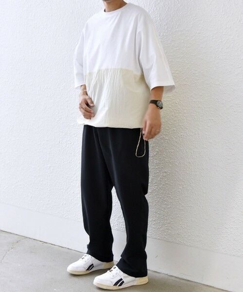 SHIPS / シップス Tシャツ | SHIPS any: コットン / ナイロン コンビ スケアスリーブ スピンドル ワイド Tシャツ◇ | 詳細1