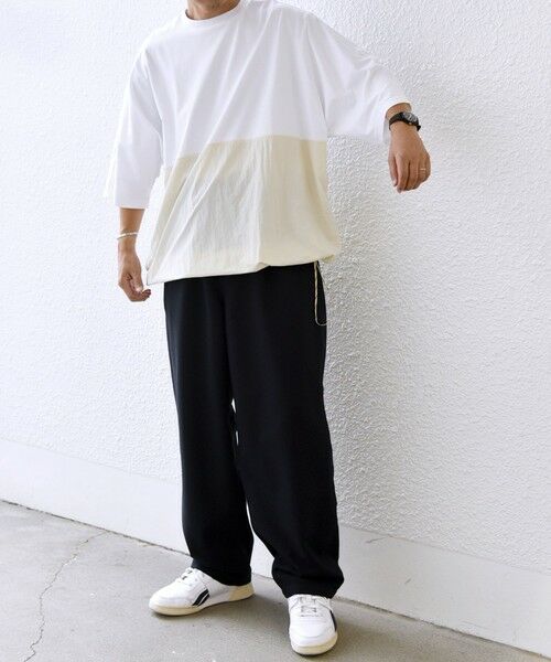 SHIPS / シップス Tシャツ | SHIPS any: コットン / ナイロン コンビ スケアスリーブ スピンドル ワイド Tシャツ◇ | 詳細2