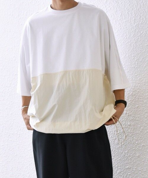 SHIPS / シップス Tシャツ | SHIPS any: コットン / ナイロン コンビ スケアスリーブ スピンドル ワイド Tシャツ◇ | 詳細3